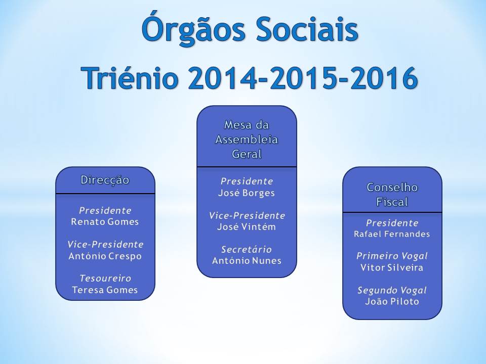 Nomeação dos Orgãos Sociais da Associação para o Triénio 2014-2015-2016